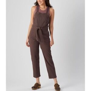 Duluth Trading Co Women SIZE 8 Tie Waist Shop Square Brown Bib Overalls